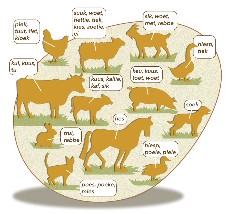 Lokroepen voor dieren in een infographic